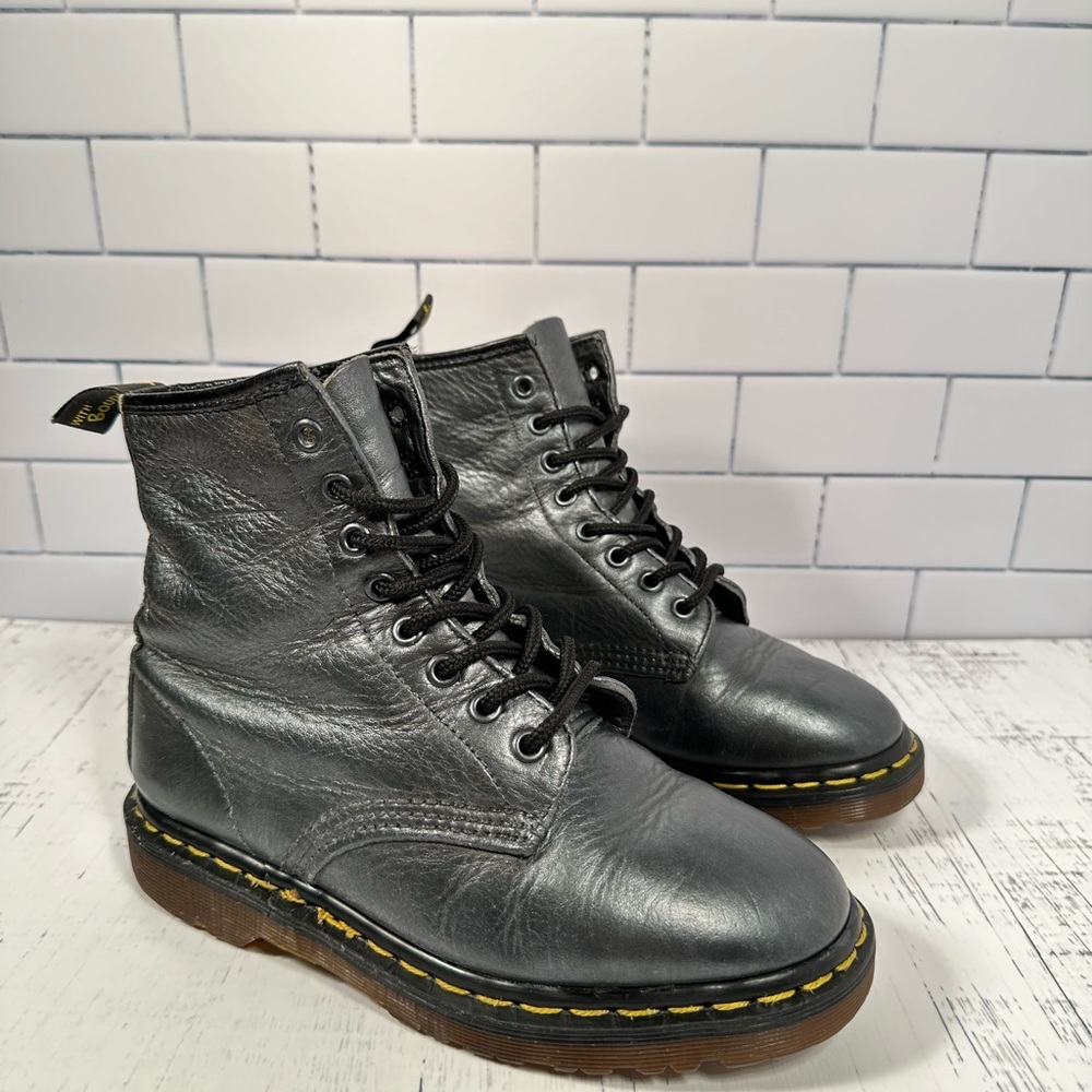 [SOLD] Vintage Dr. Martens 1460 England Leather Combat Boot Metallic APPROX sz 6